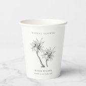 トロピカルパームズ白黒スケッチブライダルシャワー 紙コップ (裏面)