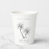 トロピカルパームズ白黒スケッチブライダルシャワー 紙コップ (正面)