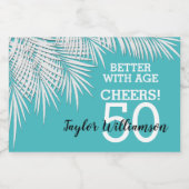 トロピカルパームズ誕生日ターコイズミニ スパークリングワインラベル (シングルラベル)