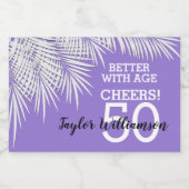 トロピカルパームズ誕生日パープルミニ スパークリングワインラベル (シングルラベル)