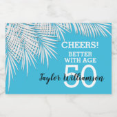 トロピカルパームズ誕生日ブルーミニ スパークリングワインラベル (シングルラベル)