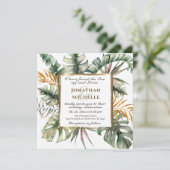 トロピカルパームズ金ゴールドフレームクリスチャン結婚ズ 招待状 (スタンド正面)