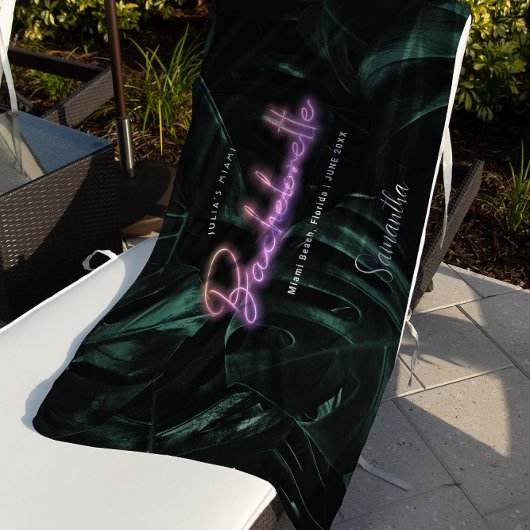 トロピカルパームズ ネオン | モノグラム バチェロレッテ ビーチタオル
