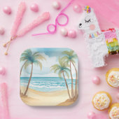 トロピカルパームズ | ビーチ水結婚色 ペーパープレート (パーティー)