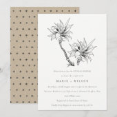 トロピカルパームズ ブラックホワイト スケッチ カップルシャワー 招待状 (正面/裏面)