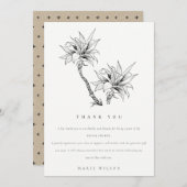 トロピカルパームズ ブラックホワイト スケッチ ブライダルシャワー サンキューカード (正面/裏面)