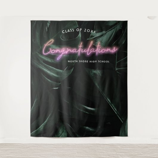 トロピカルパームズ |卒業写真ブース背景 タペストリー (正面)