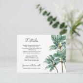 トロピカルパームズ |水彩ビーチ結婚式詳細 エンクロージャーカード (スタンド正面)