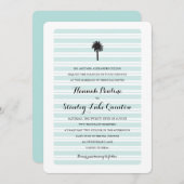 トロピカルパームツリーとストライプ | 結婚式 招待状 (正面/裏面)