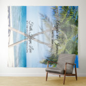 トロピカルパームツリーの写真を使ったオーダーメイドのウェディング タペストリー (インサイチュ(横))