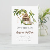 トロピカルパームツリーの結婚式 Save the Date 招待状 (スタンド正面)