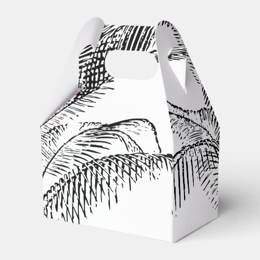 トロピカルパームツリーの葉のアブストラクトビーチウェディング フェイバーボックス (裏面サイド)