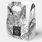 トロピカルパームツリーの葉のアブストラクトビーチウェディング フェイバーボックス (オープン)