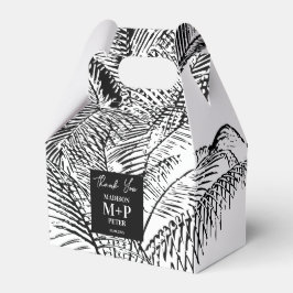 トロピカルパームツリーの葉のアブストラクトビーチウェディング フェイバーボックス