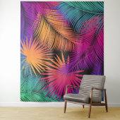 トロピカルパームツリーの葉のジャングルレインボー タペストリー (インサイチュ)