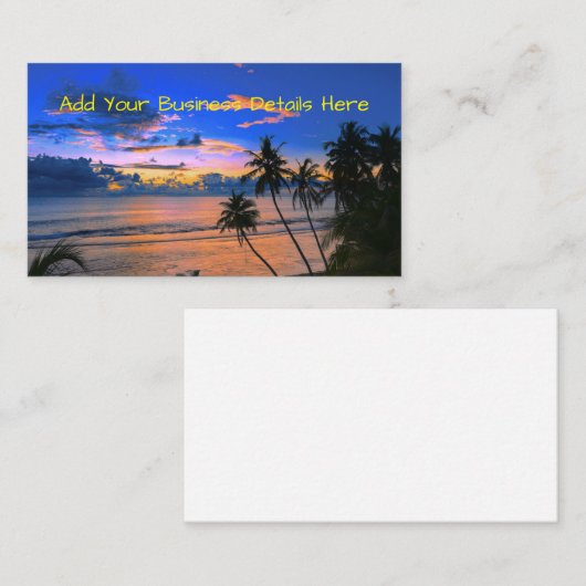 トロピカルパームツリーアイランドエキゾチックビーチサンセット 名刺 (正面/裏面)
