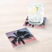 トロピカルパームツリーアットサンセット ガラスコースター (アングル)