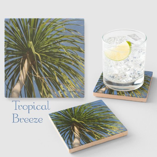 トロピカルパームツリーウィンブロンナチュラル ストーンコースター