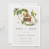トロピカルパームツリーウェディング・セーブ・ザ・デート 招待状 (正面)