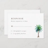 トロピカルパームツリーウェディングRSVPカード 出欠カード (正面/裏面)