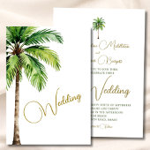 トロピカルパームツリーウォーターカラーエレガントな結婚式 招待状