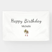 トロピカルパームツリーエレガントビーチ誕生日パーティー 横断幕 (横)