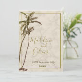トロピカルパームツリーエレガントモダンラスティックウェディング 招待状 (スタンド正面)