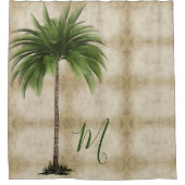 トロピカルパームツリーエレガントヴィンテージ シャワーカーテン (正面)