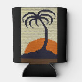 トロピカルパームツリーオレンジサンライズクロシェ 缶クーラー (裏面)