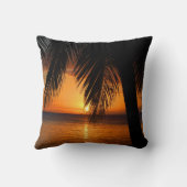 トロピカルパームツリーオンオレンジサンセットアイランド クッション (裏面)