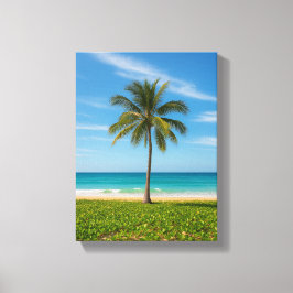 トロピカルパームツリーオン海海岸 キャンバスプリント