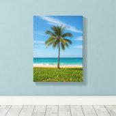 トロピカルパームツリーオン海海岸 キャンバスプリント (インサイチュ (ウッドフロア))