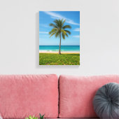 トロピカルパームツリーオン海海岸 キャンバスプリント (インサイチュ (リビング))
