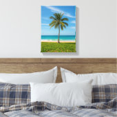 トロピカルパームツリーオン海海岸 キャンバスプリント (インサイチュ (寝室))