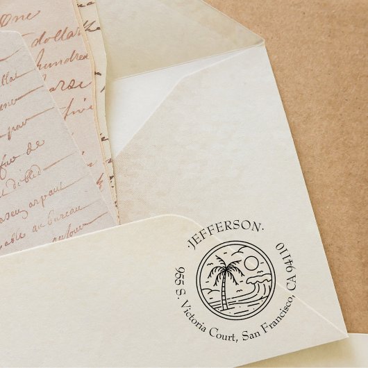 トロピカルパームツリーカスタムヴィンテージ差出人住所 セルフインキングスタンプ