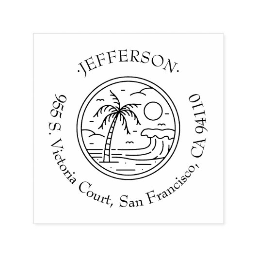 トロピカルパームツリーカスタムヴィンテージ差出人住所 セルフインキングスタンプ (デザイン)