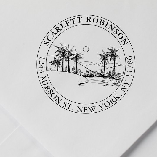 トロピカルパームツリーカスタム差出人住所ヴィンテージ ラバースタンプ