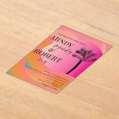 トロピカルパームツリーカラフル結婚式招待状 アクリル招待状 (レイダウン)