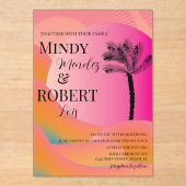 トロピカルパームツリーカラフル結婚式招待状 アクリル招待状 (正面)