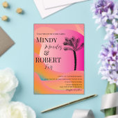 トロピカルパームツリーカラフル結婚式招待状 アクリル招待状 (インサイチュ (ウェディング))