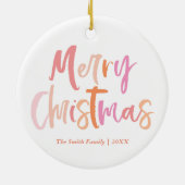 トロピカルパームツリークリスマスパーソナライズされた セラミックオーナメント (裏面)