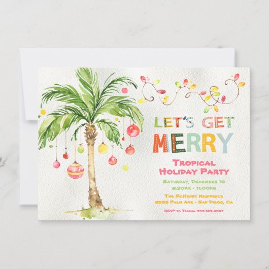 トロピカルパームツリークリスマスパーティー 招待状 (正面)