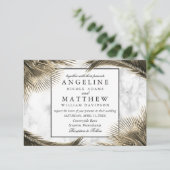 トロピカルパームツリーグリーンマーブル結婚式カード 招待状 (スタンド正面)