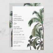 トロピカルパームツリーグリーンリーアイランドビーチ結婚式 招待状 (正面/裏面)