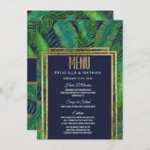 トロピカルパームツリーグリーンリー金ゴールドネイビーブルー結婚ズ メニュー (正面/裏面)