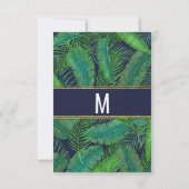 トロピカルパームツリーグリーンリー金ゴールドネイビーブルー セーブザデート (裏面)