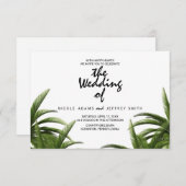 トロピカルパームツリーグリーン結婚式カード 招待状 (正面/裏面)