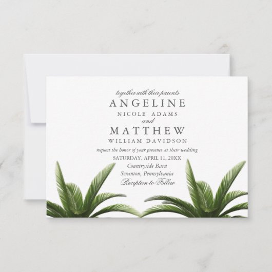 トロピカルパームツリーグ結婚リーズカード 招待状 (正面)