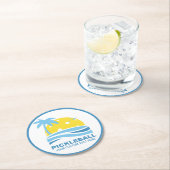 トロピカルパームツリーサンカスタムズピックボール ラウンドペーパーコースター (インサイチュ)