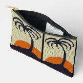 トロピカルパームツリーサンセットアーティザンクロシェプリント アクセサリーポーチ (見開き)